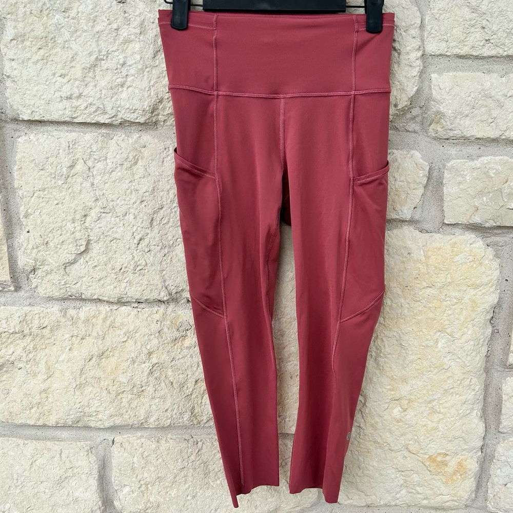 Lululemon Fast and Free Crop II 19" Inseam Non-Reflective Cool Cherry Tint 4